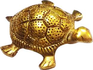Express Idol Brass Turtle Tortoise For Vastu, Feng Shui and Good Luck Decorative Showpiece  -  3 cm