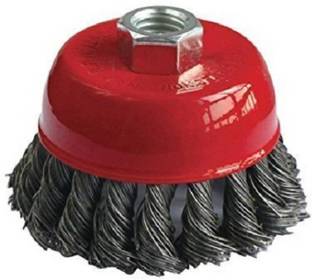 Inditrust Twisted Cup Brush For Removing Rust,Paint,As Well As For Polishing - Red & Black Wheel Brush