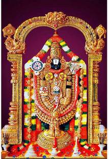Poster N frame Tirupati Balaji (Venkateswara Swamy) UV Textured Decorative Art Print Premium Quality Wall Poster un framed (Rolled) Paper Print