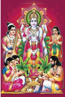 Poster N frame Lord Satnarayan UV Textured Decorative Art Print Premium Quality Wall Poster un framed (Rolled) Paper Print