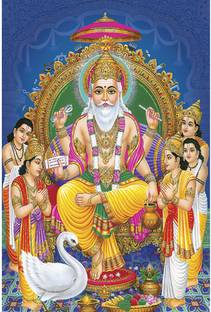 Poster N frame Lord Shree Vishkrma Ji UV Textured Decorative Art Print Premium Quality Wall Poster un framed (Rolled) Paper Print