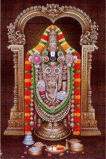 Poster N frame Tirupati Balaji (Venkateswara Swamy) UV Textured Decorative Art Print Premium Quality Wall Poster un framed (Rolled) Paper Print