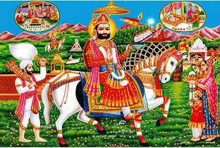 Poster N frame Baba Ram Dev Pir UV Textured Decorative Art Print Premium Quality Wall Poster un framed (Rolled) Paper Print