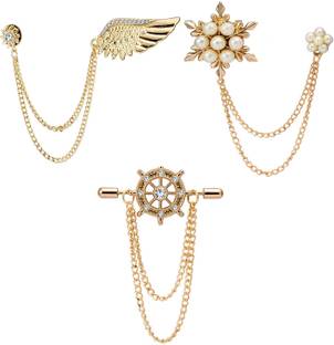 Om Jewells Indowestern crystal Lapel Pin combo Brooch