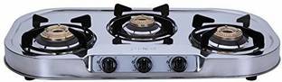 Elica 3 Burner Stainless Steel Gas Stove (INOX 753 SS) Stainless Steel Manual Gas Stove