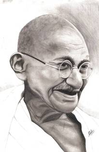 ABSTRACT WALL ART WORK MAHATMA GANDHI SKETCH POSTERPRINT FOR BEDROOM LIVING ROOM WALLS Paper Print