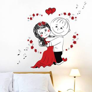 Flipkart SmartBuy 80 cm Wall Stickers Couple in Love Dancing For Bedroom Self Adhesive Sticker