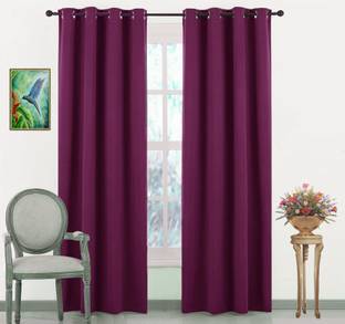 LE HAVRE 243.8 cm (8 ft) Long Door Silk Blackout Curtain (Pack Of 2)