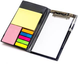 Quirkmall Memo NotePad With Sticky Notes and Clip Holder Along With Pen Diary Style A5 Memo Book Unruled 50 Pages