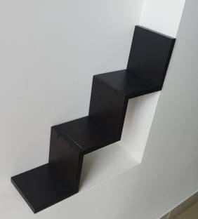 Silistar Wall Mounted Zigzag/Stair Shelf to Display Decorative items/Wall Décor Display Rack (Decor Shelf, Wenge) - Ideal for Gift. MDF (Medium Density Fiber) Wall Shelf