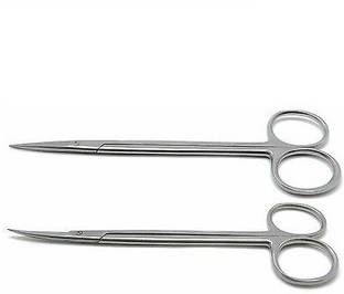 momento Kelly Scissor Straight and Curved 7" Sharp/Sharp Dental Surgical Medical ENT 2 Pcs Instruments Strong Cut Scissors