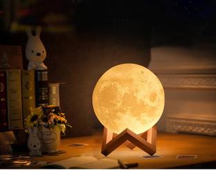 Skylofts Stylish Moon Light 3D Crystal Ball Night Light for Room Night Lamps Decoration Piece (with Stand) Night Lamp