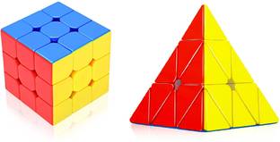 D ETERNAL Speed Cube Combo Set Of 3x3 And Pyraminx Pyramid Triangle Stickerless Puzzle Toy