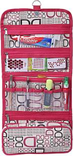 KUBER INDUSTRIES Rexine 1 Piece Foldable Wall Hanging Travel Cosmetic make up organiser Kit (Pink) -CTKTC6237