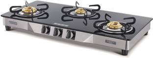 USHA EBONY NEO 3003 SS 3BURNER Glass Manual Gas Stove