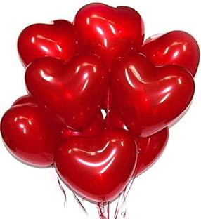 Masti Zone Solid Red Heart Metallic Latex Balloons for Birthday Decoration (Red) Balloon