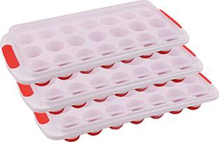 KUBER INDUSTRIES Silicone Pop-up Ice Tray with Transparent LID White Silicone Ice Cube Tray