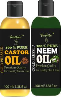 Vadhika Organic Castor oil and Neem oil - Natural & Undiluted Hair Oil