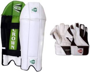 CW Wicket Keeping CROWN Leg Pads With COUNTY Glove Cricket Kit