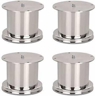 vrunda Stainless Steel Glossy Finish Model Round Sofa Leg 50 MM / 4 Inch Height Fixed Furniture Caster