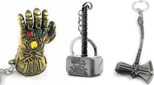 SK QUALITY Avengers End Game combo thor hummers and infinity Gauntlet Key Chain