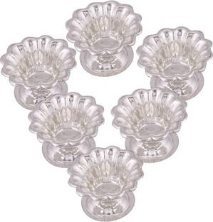 Empire Gift Silver Plated Deepak Set ,Pooja Thali Set,Diya set of 6 pcs Silver Plated