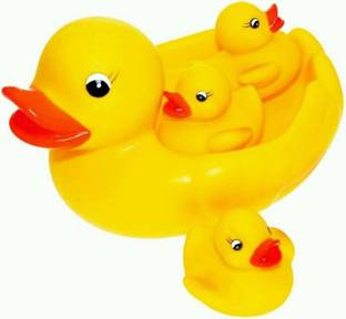 Teeny Weeny Chu Chu Sound Soft Non-Toxic Toddler Animal Shape (4 DUCK Pc Chu Chu) Bath Toy