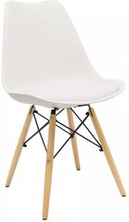 Finch Fox Eames Replica Nordan DSW Stylish & Modern Furniture Plastic Chairs with Cushion for Cafeteria Seating/Dining Chair/Side Chair/Kitchen/Restaurants/Hotels (White Color) Plastic Dining Chair