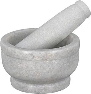 eGharonda White Marble Imam Dasta /Mortar and Pestle Set/Ohkli Marble Masher