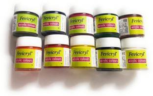 Fevicryl Pidilite Arylic Colours set of 10 ( 15 ml each ) with Shade Card