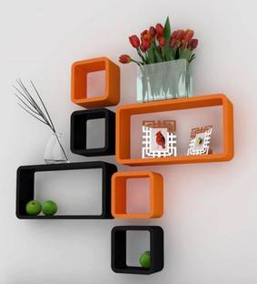 CraftOnline Square shape Wooden Wall Shelf