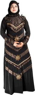 DESIGNER ABAYASANDBURQAS Polyester Self Design Abaya With Hijab
