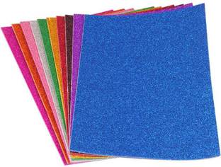 WHITE POPCORN Multicolor Art & Craft Glitter Foam Sheet Paper - A4 Size Set of 10 Sheets