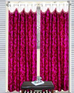 Gowri Tex Premium Curtains 214 cm (7 ft) Polyester Semi Transparent Door Curtain (Pack Of 2)