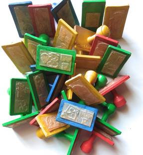 FUTUREZ KEY Hindi Alphabet Letters Stamps with Respective Shapes and Name / Set of 50