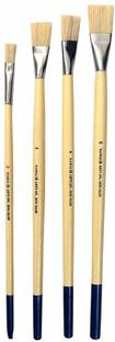 KAMAL Flat Artist Quality, Handmade Painting Brush White Natural Hog Hair. Handle