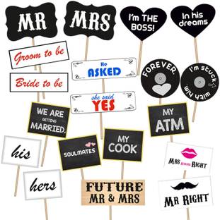 Party Propz Wedding Photo Booth Set of 19 Photo Booth Board