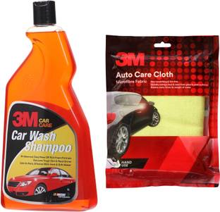 3M Shampoo (1 L) and Microfiber Cloth कार वॉशिंग लिक्विड
