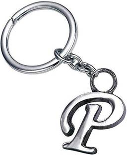 MISMIL Alphabet Letter P Metal Keychain Keyring Silver p Key Chain