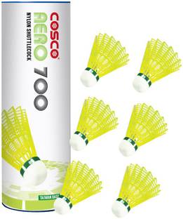 COSCO Badminton Shuttlecock Aero 700 (Pack of 6 Shuttle) Nylon Shuttle  - Yellow