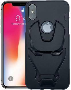 KASEZ Back Cover for Apple iPhone X, (Marvel Avenger Iron Man Logo Mask Flexible Rugged Matte Case, 3D Case)
