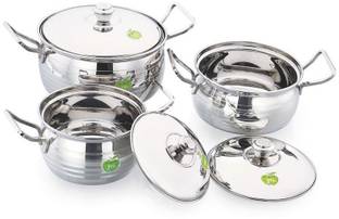 JVL Blaze Pot Silver Touch 3 Pcs ( 850ml, 1300ml, 2200ml) Induction Bottom Cookware Set