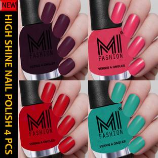 MI FASHION New Collection High Shine Long Wearing Nail Polishes Combo 12ml each Combo No-01 Maroon Wine,Neon Pink,Red,Sea Green