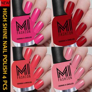 MI FASHION New Collection High Shine Long Wearing Nail Polishes Combo 12ml each Combo No-03 Pink,Red,Pastel Pink,Light Pink