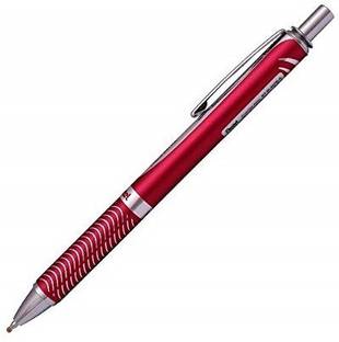 PENTEL Energel Alloy RT, 0.7mm Medium Tip, Red Body, Blue Ink, BL407, Roller Gel Pen Roller Ball Pen