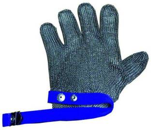 Sarvam Gloves Stainless Steel Metal Mesh Cuff: Blue - Large Size Synthetic  Safety Gloves