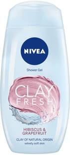 NIVEA Women Body Wash, Clay Fresh Hibiscus & Grapefruit Shower Gel, for Deep Cleansing & Velvety Soft Skin