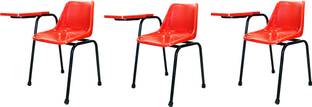 Finch Fox Student Chair with Glossy Seat & Writing Pad, Heavy 1" Inch Pipe, Anti Skid Buffer, in Flash Red Glossy Color with 1 Year Warranty (Set of 3) NA Study Arm Chair