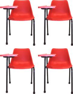 Finch Fox Student Chair with Writing Pad, Heavy 1" Inch Pipe, Anti Skid Buffer, in Red Color (Set of 4) NA Study Arm Chair