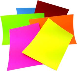 MAJESTIC BASKET Premium Double Sided Fluorescent Bright Neon Sheet For Art & Craft/ Assignment / Project/ Charts/ Drawing Etc. With 6 Different Colour [Pack of 3 - 54 Sheets] Unruled A4 100 gsm A4 paper
